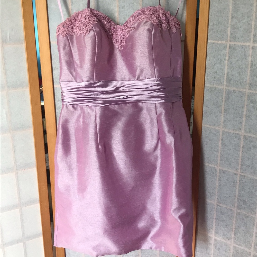 Large Lilac Cocktail Dress with Floral Neckline